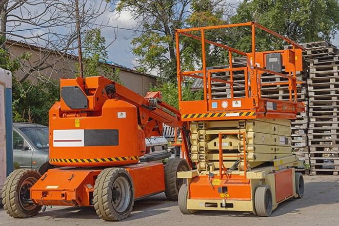 warehouse forklift in action during a busy workday in Anderson